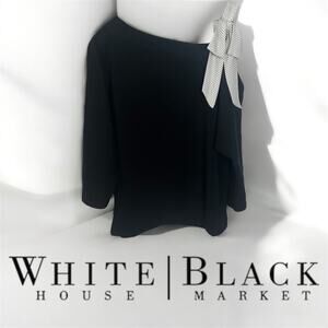 NEW! White House Black Market Black Dolman Top w Tie Size‎ Small Petite Business